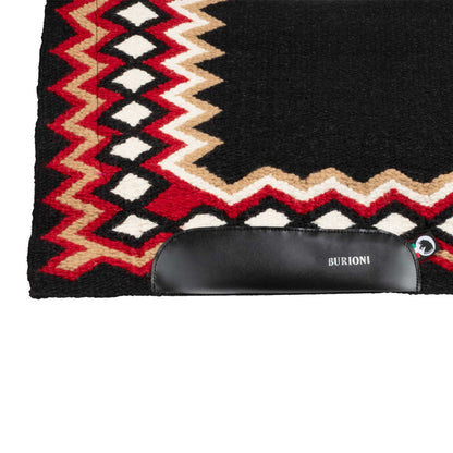 Manta western show de lana con relleno en dry F Burioni - Black/Red/Sand