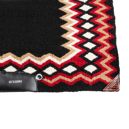 Manta western show de lana con relleno en dry F Burioni - Black/Red/Sand