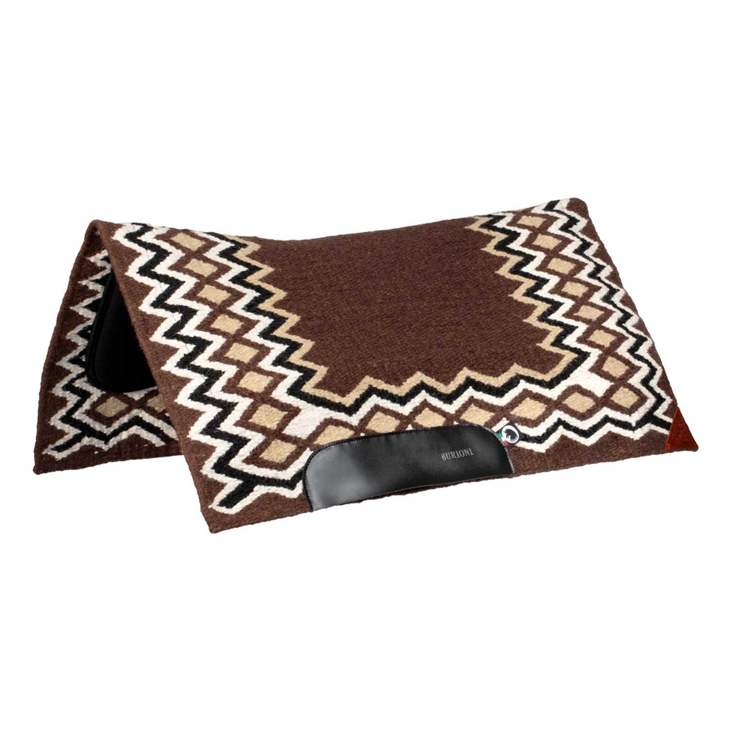 Manta western show de lana con relleno en dry F Burioni - Brown/Sand/Black