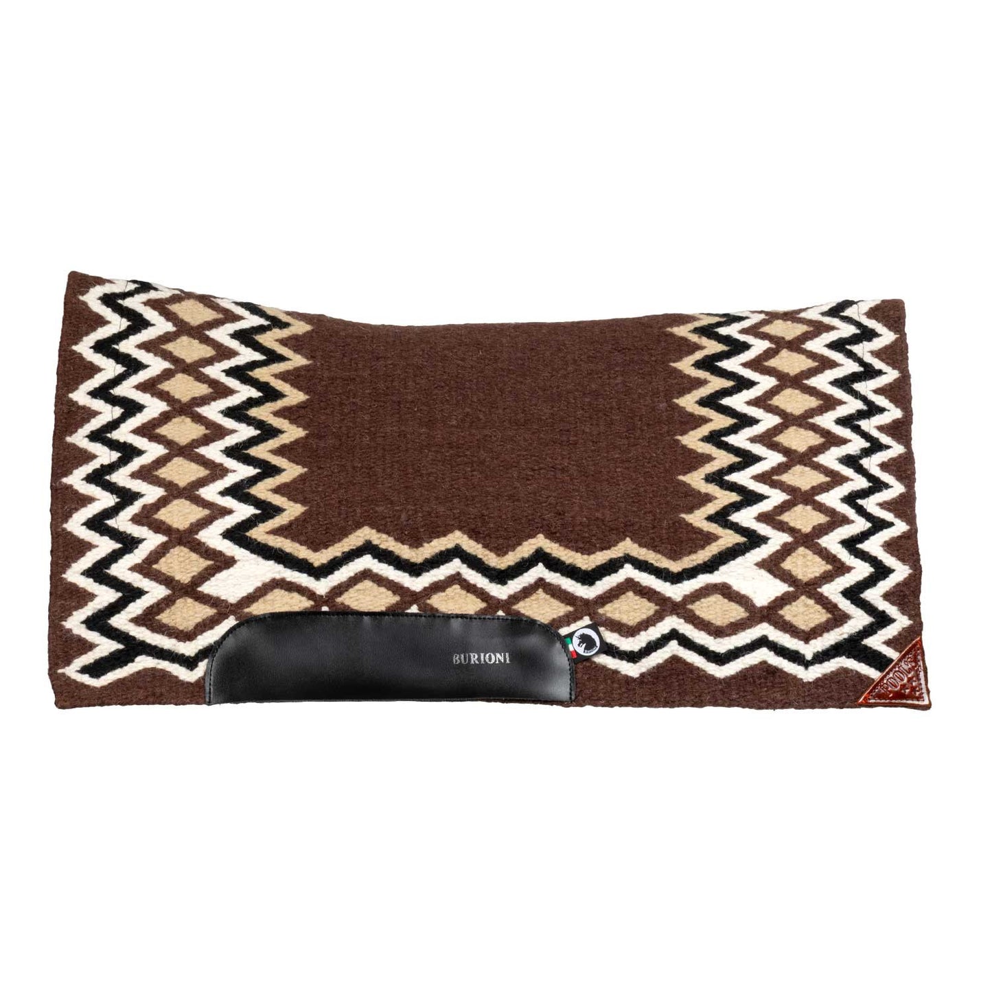 Manta western show de lana con relleno en dry F Burioni - Brown/Sand/Black