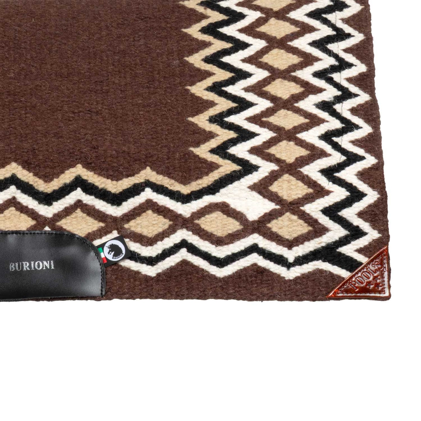 Manta western show de lana con relleno en dry F Burioni - Brown/Sand/Black