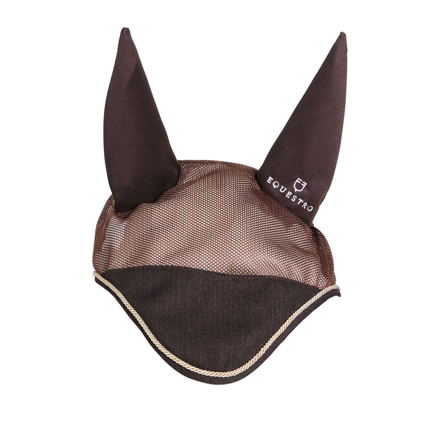 Gorro para caballo de algodón y tejido de malla perforada Equestro - Marrón