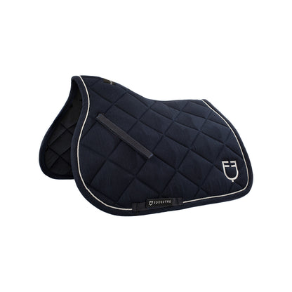 Sudadera de salto de algodón con pasamanería y logotipo Equestro - Azul marino