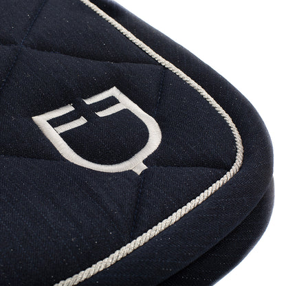 Sudadera de salto de algodón con pasamanería y logotipo Equestro - Azul marino