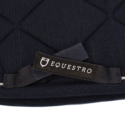 Sudadera de salto de algodón con pasamanería y logotipo Equestro - Azul marino