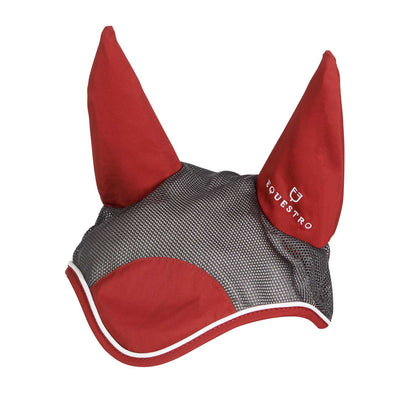 Cofia para caballo de algodón antibacteriano Equestro - Grey/Red