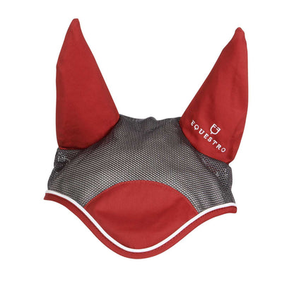 Cofia para caballo de algodón antibacteriano Equestro - Grey/Red