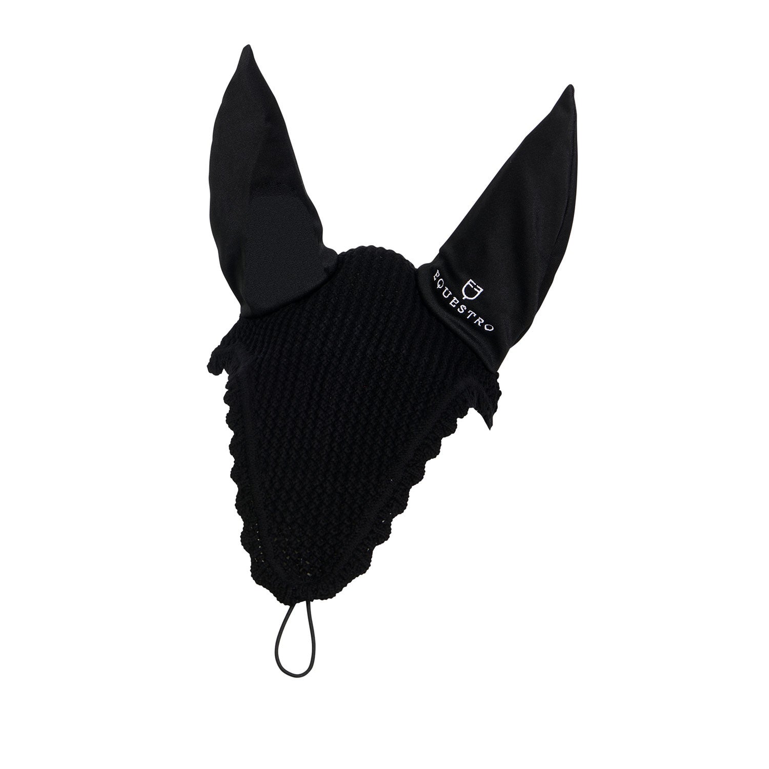 Capucha de caballo de malla con enganche elástico Equestro - Negro