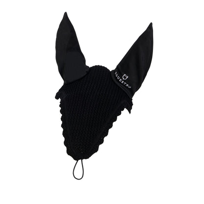 Capucha de caballo de malla con enganche elástico Equestro - Negro