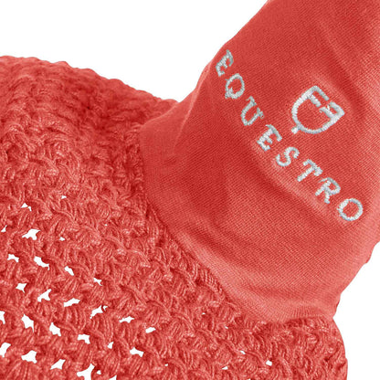 Capucha de caballo de malla con enganche elástico Equestro - Rojo