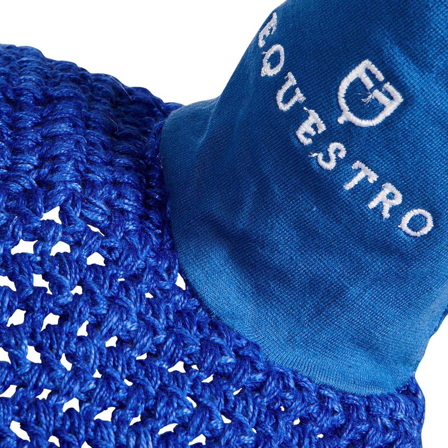 Capucha de caballo de malla con enganche elástico Equestro - Azul royal