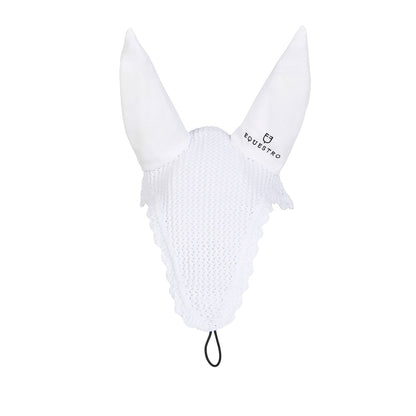 Capucha de caballo de malla con enganche elástico Equestro - Blanco