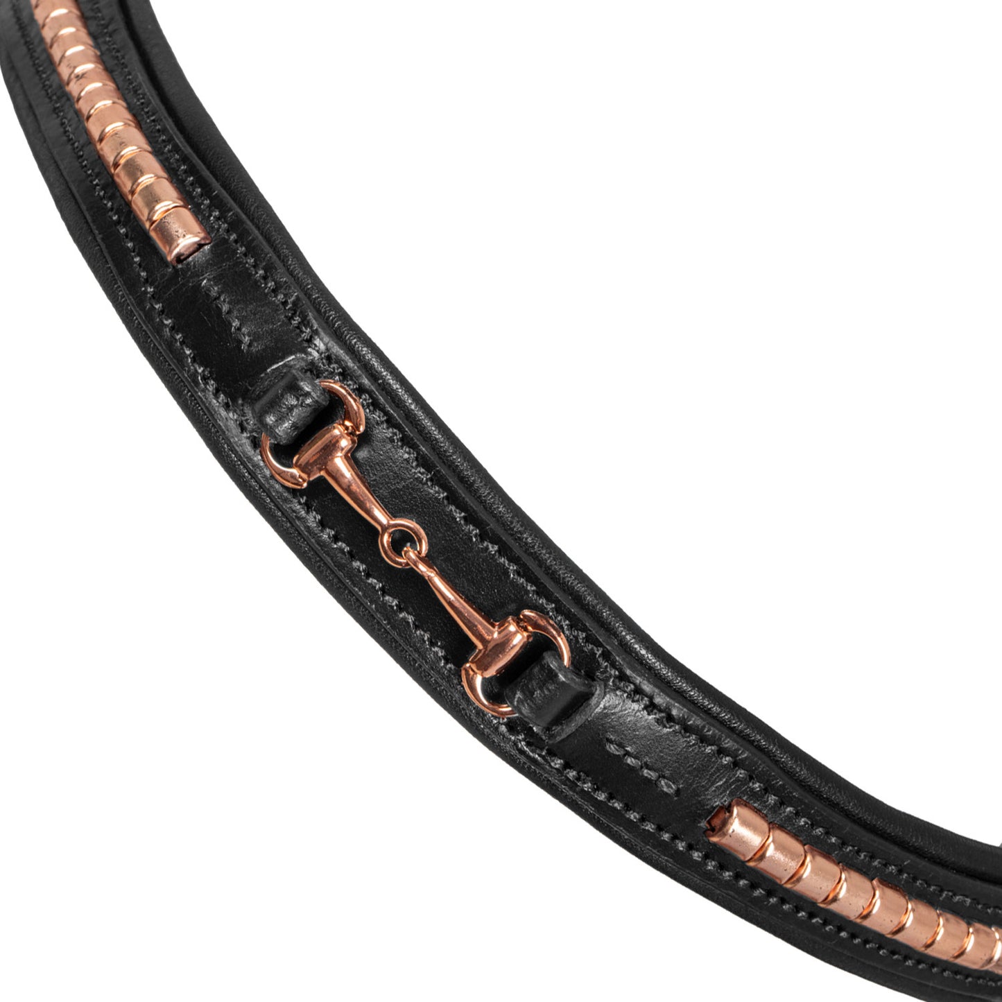 Cabezada inglesa con decoración de filete oro rosa Supreme - Negro