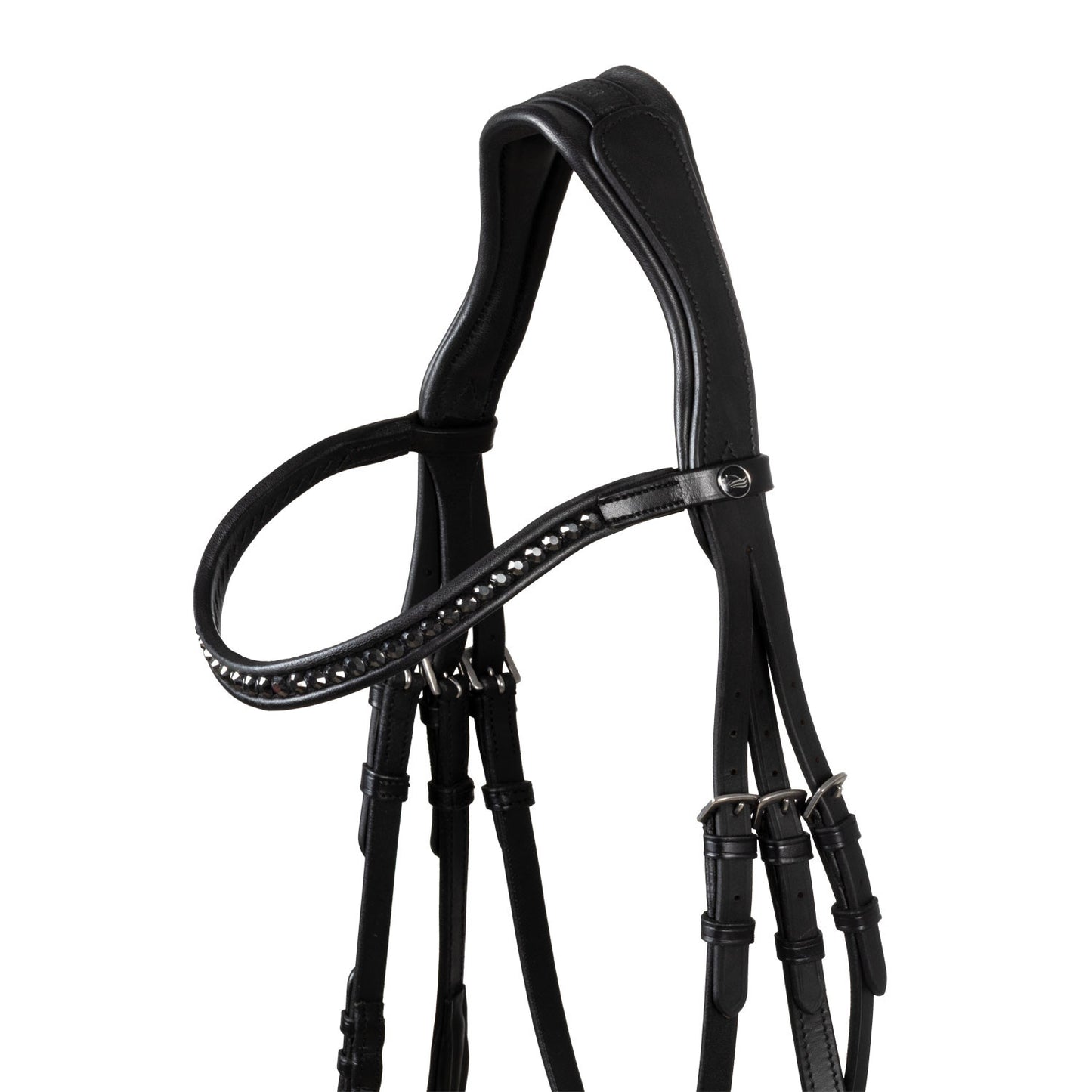 Cabezada de doma modelo Hemelite con riendas de goma Supreme - Negro