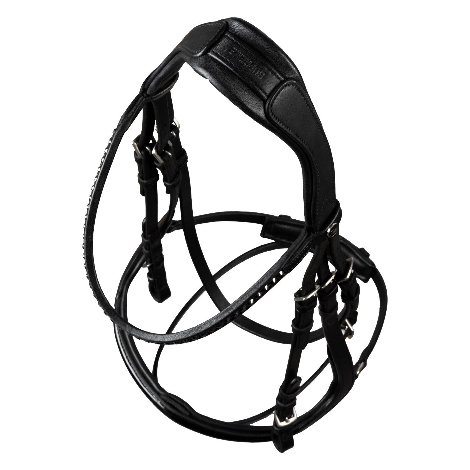 Cabezada de doma modelo Hemelite con riendas de goma Supreme - Negro