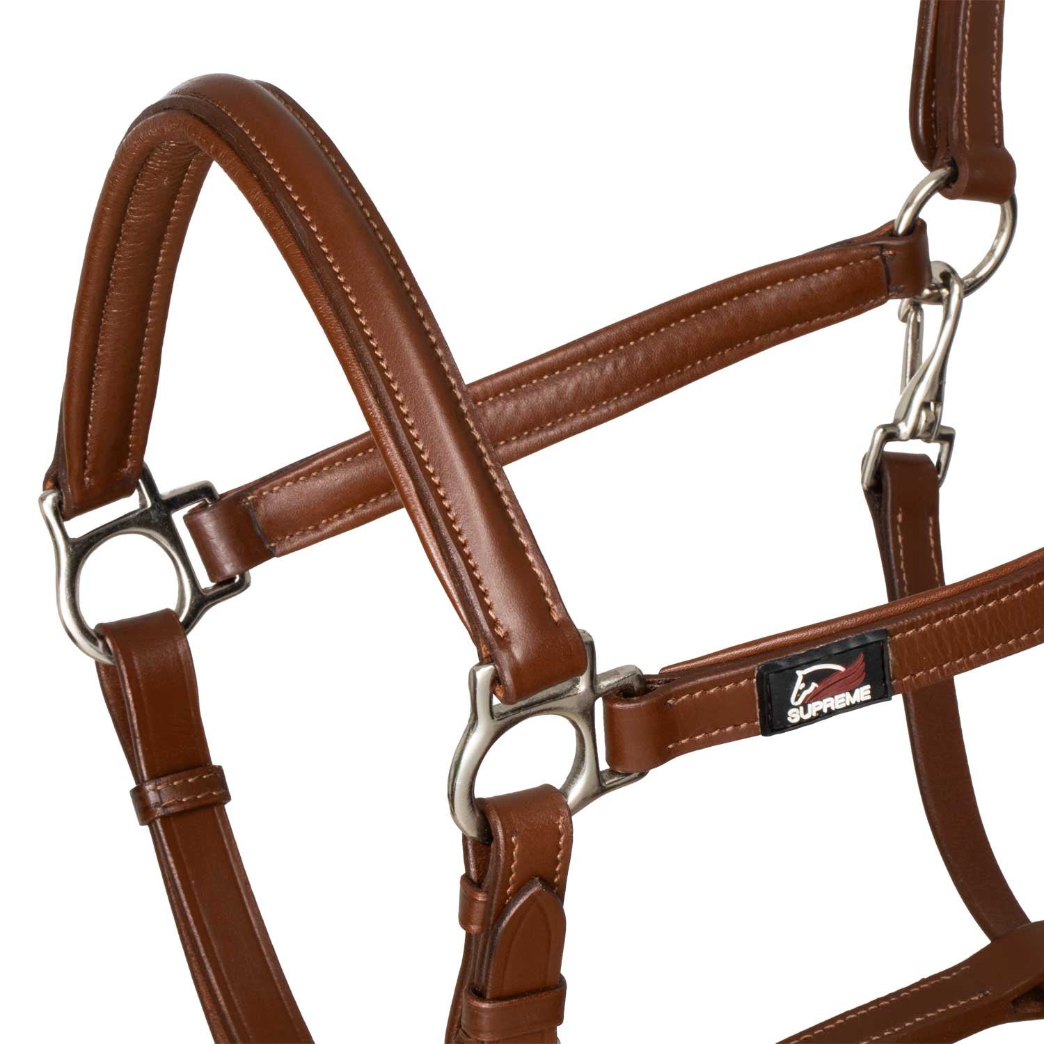 Cabezada ergonómica de cuero Supreme - Coñac
