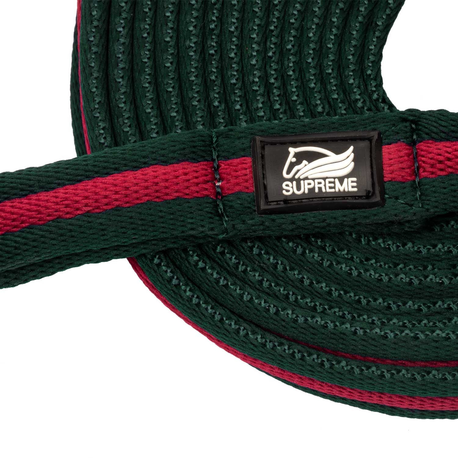 Rienda de trabajo de nailon acolchada con enganche al cabezón Umbria Equitazione - Hunter Green/Burgundy