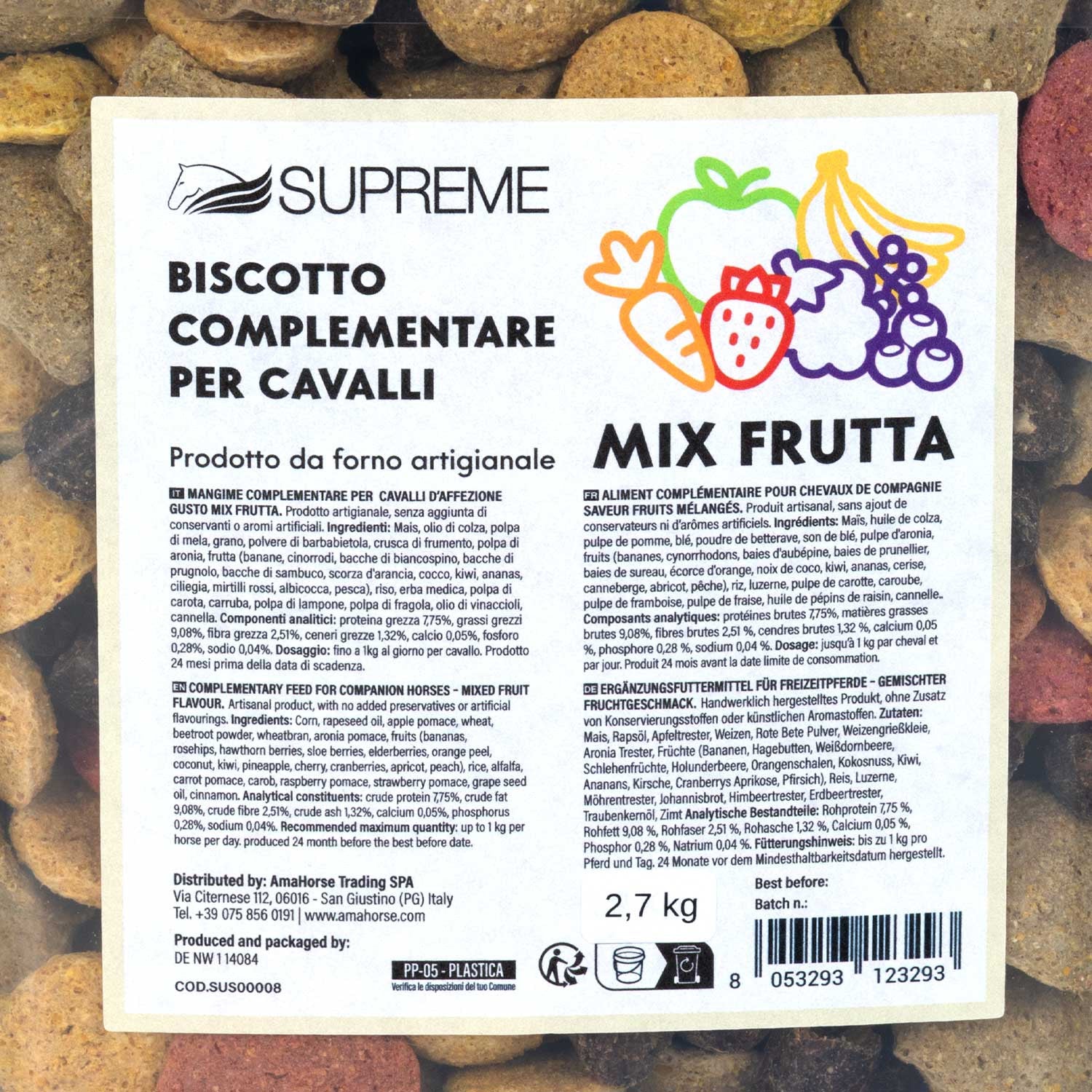 Galletas para caballos mix de frutas 2,8 kg Supreme - Mix Di Frutta