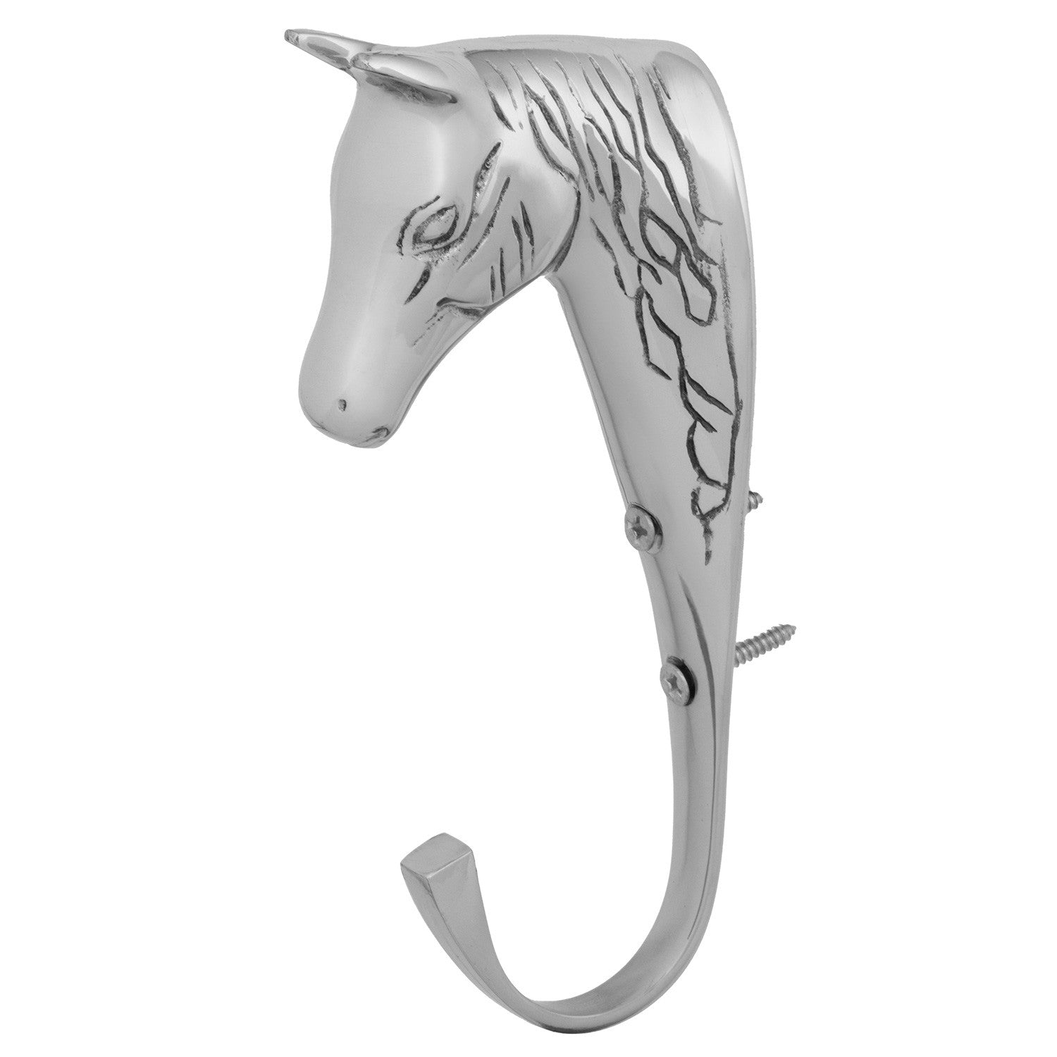 Gancho de cabeza de caballo en latón macizo Supreme - Plateado