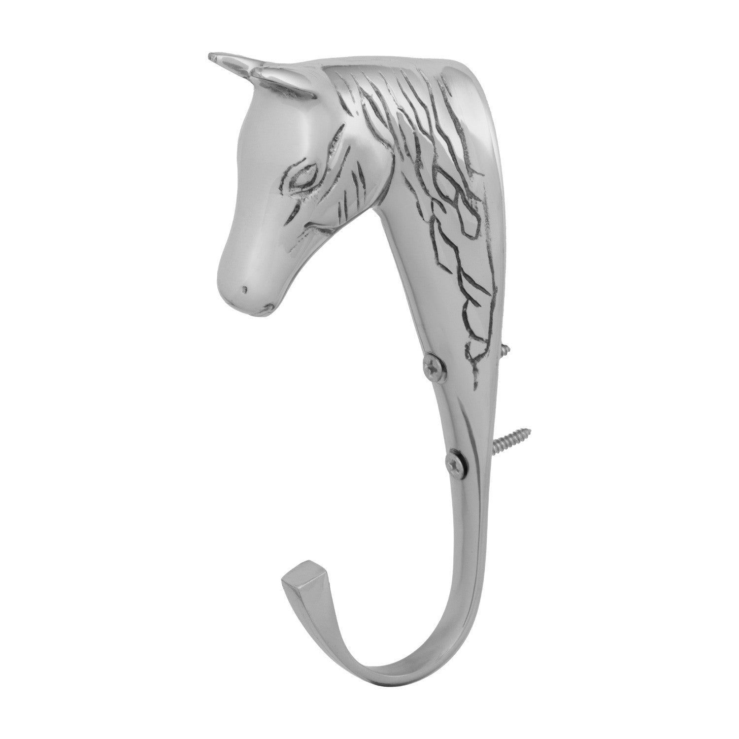 Gancho de cabeza de caballo en latón macizo Supreme - Plateado