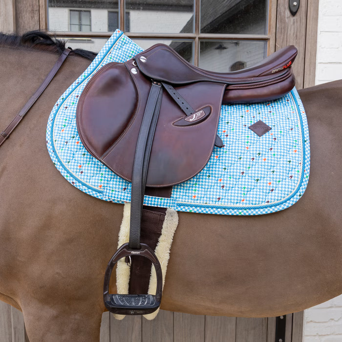 Manta para caballo Kentucky Jump Saddle Pad Velvet Pied-de-Poule vista principal
