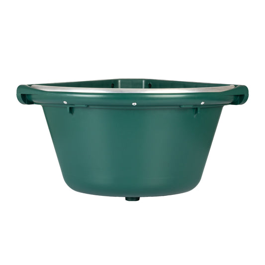 Comedero esquinero con borde de metal y dos soportes para pared. Capacidad 16 litros AmaHorse