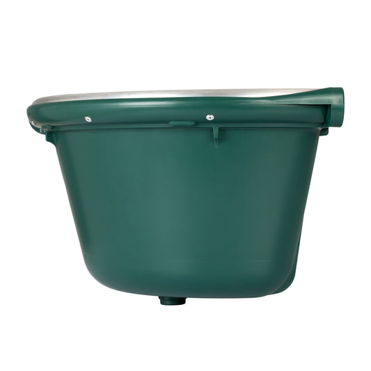 Comedero esquinero con borde de metal y dos soportes para pared. Capacidad 16 litros AmaHorse