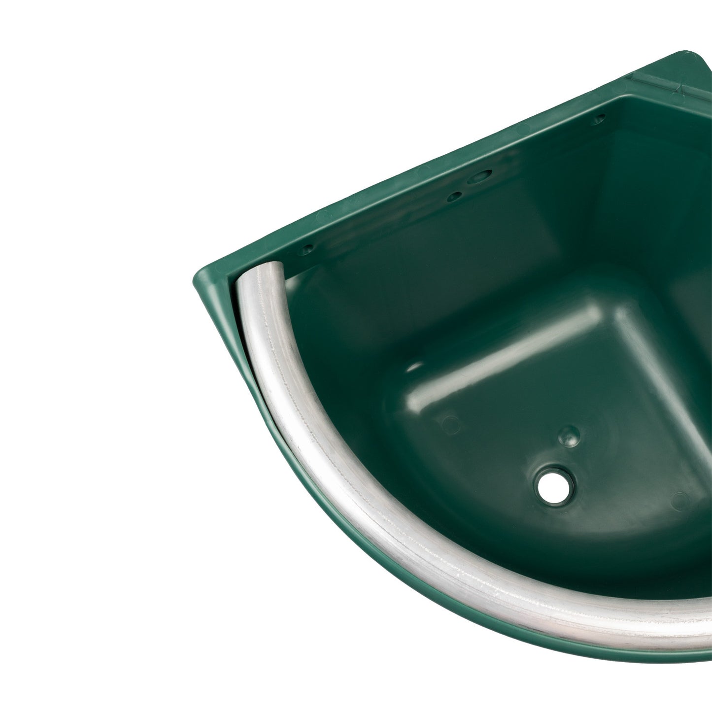 Comedero esquinero con borde de metal y dos soportes para pared. Capacidad 16 litros AmaHorse