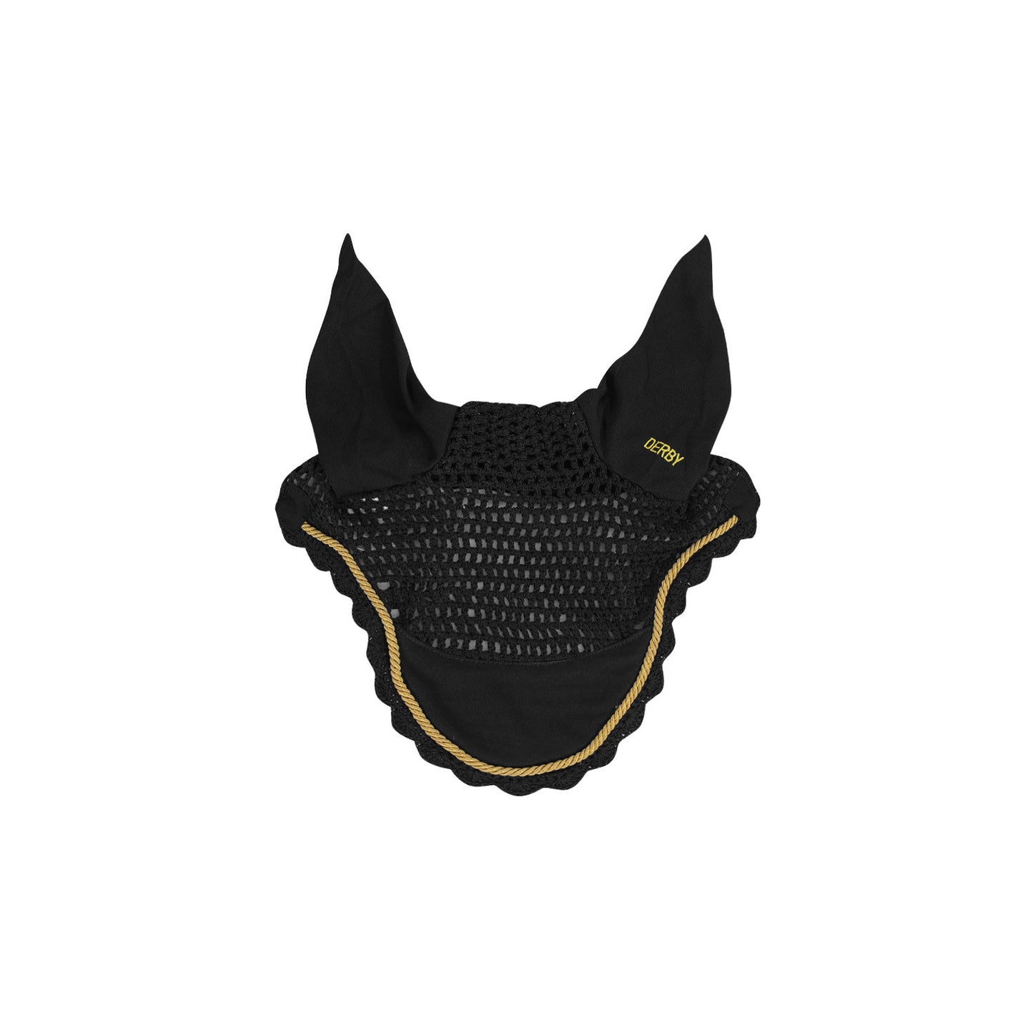 Cofia de poni de algodón con cordón Derby - Black/Gold/Black