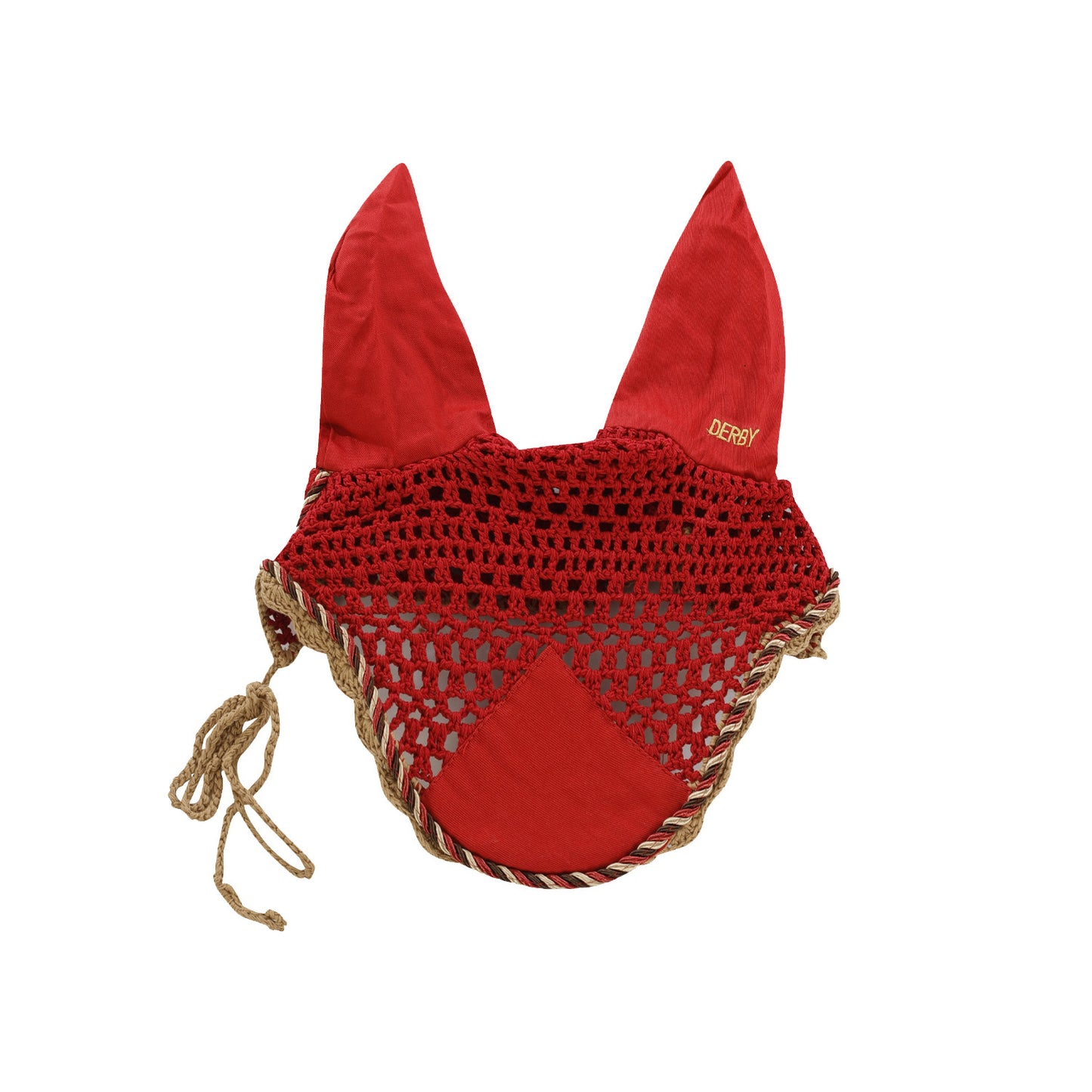 Cofia de poni de algodón con cordón Derby - Dark Red/Multi/Beige