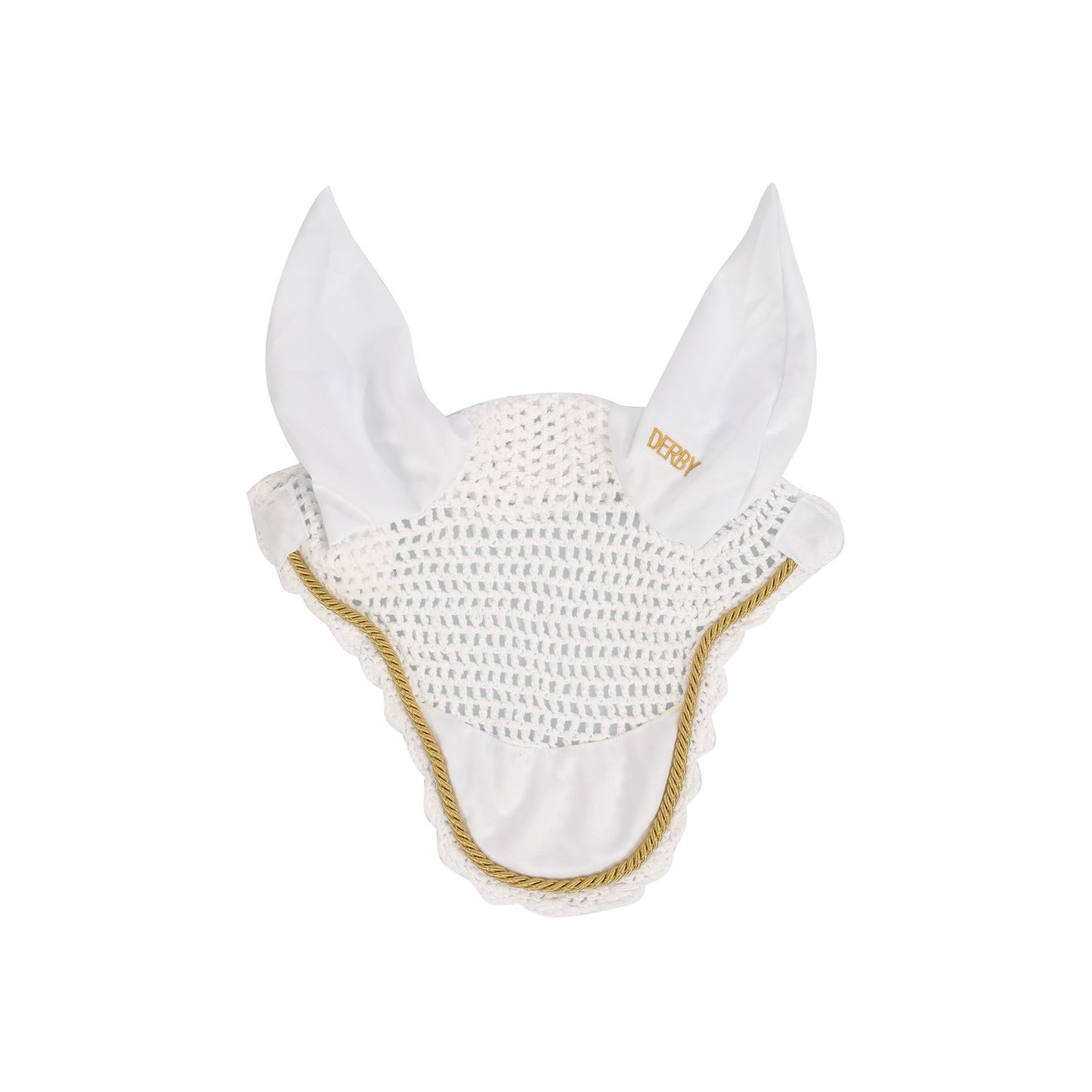 Cofia de poni de algodón con cordón Derby - White/Gold/White