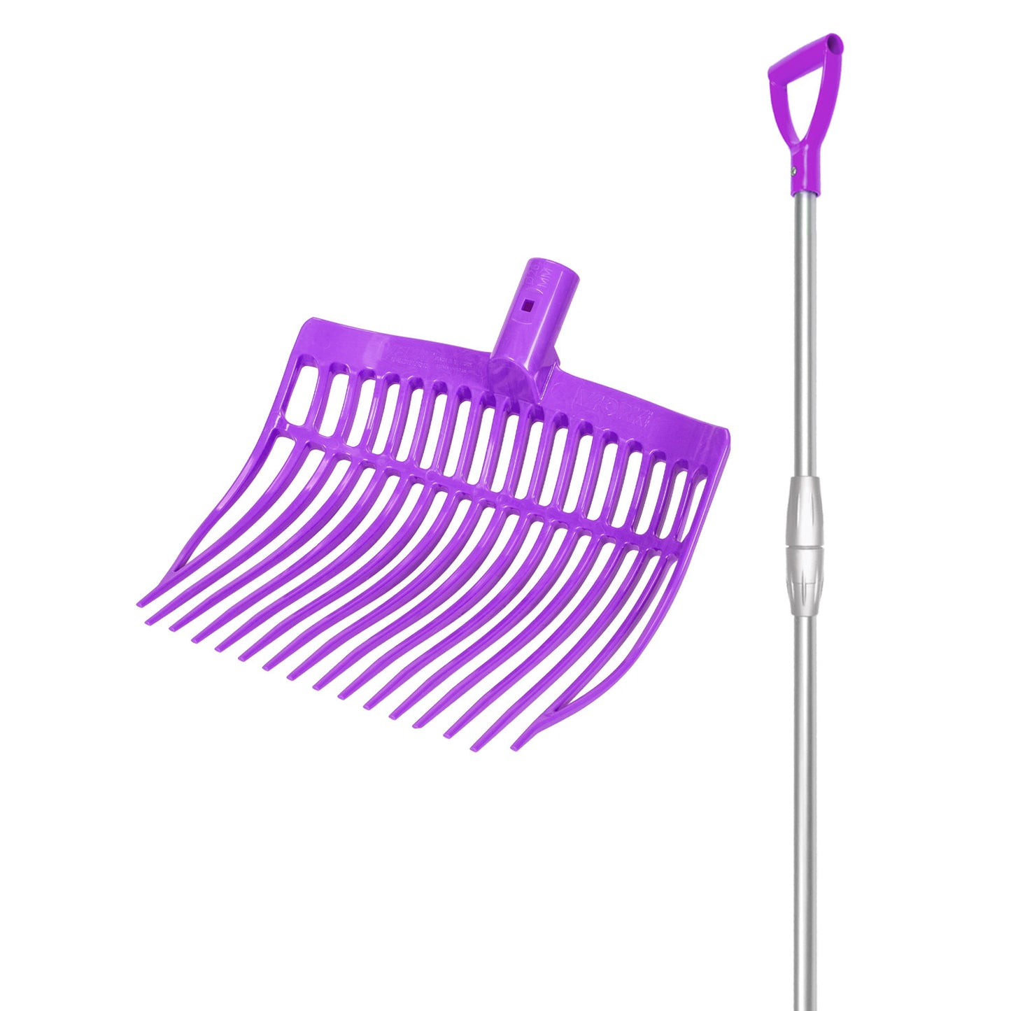 Horca redondeada con mango telescópico de aluminio V-Plast - Morado