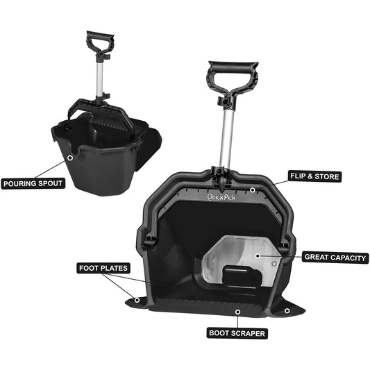 Papelera Quick Pick multiusos con rastrillo V-Plast - Negro