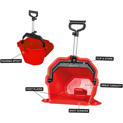Papelera Quick Pick multiusos con rastrillo V-Plast - Rojo
