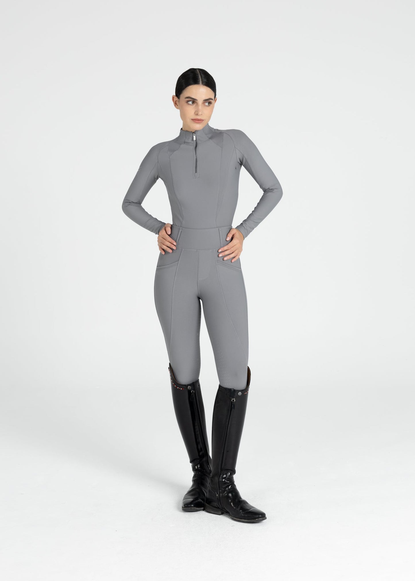 Producto ecuestre Maximilian Equestrian Pro Riding Leggings (Titanium) detalle 2