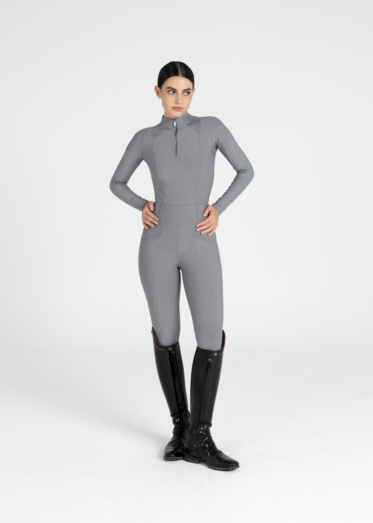 Producto ecuestre Maximilian Equestrian Pro Riding Leggings (Titanium) detalle 2