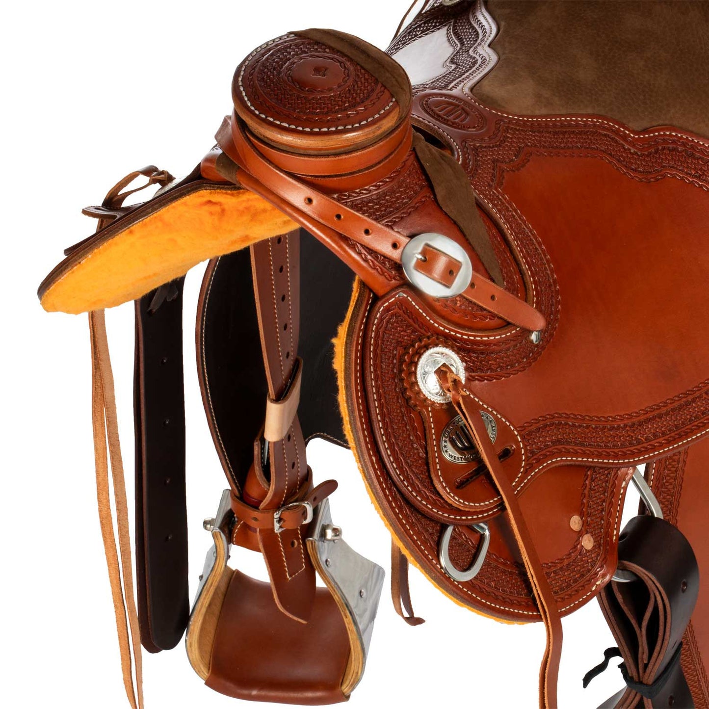 Sella Westwood wade doble falda asiento acolchado flor #6 borde #77 - Cognac / Nabuck 5020