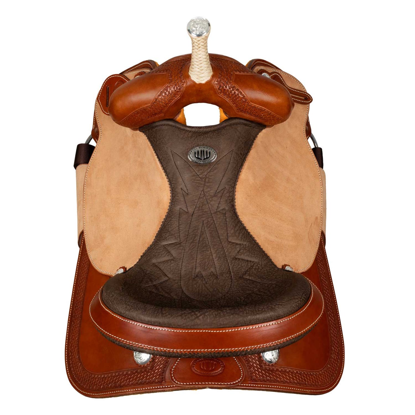 Silla Westwood basic barrel MJ, coñac/natural invertido, ribete basket tooling - Cognac / Parana Black-Brown