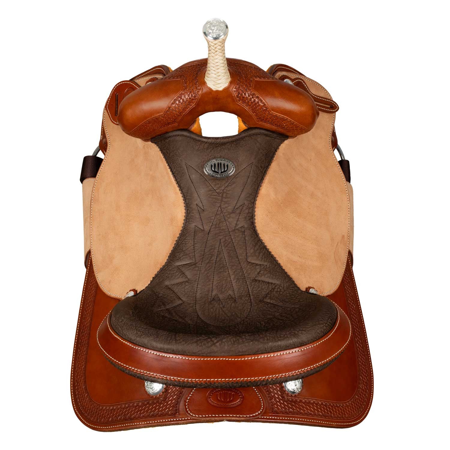 Silla Westwood basic barrel MJ, coñac/natural invertido, ribete basket tooling - Cognac / Parana Black-Brown