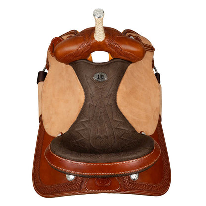 Silla Westwood basic barrel MJ, coñac/natural invertido, ribete basket tooling - Cognac / Parana Black-Brown