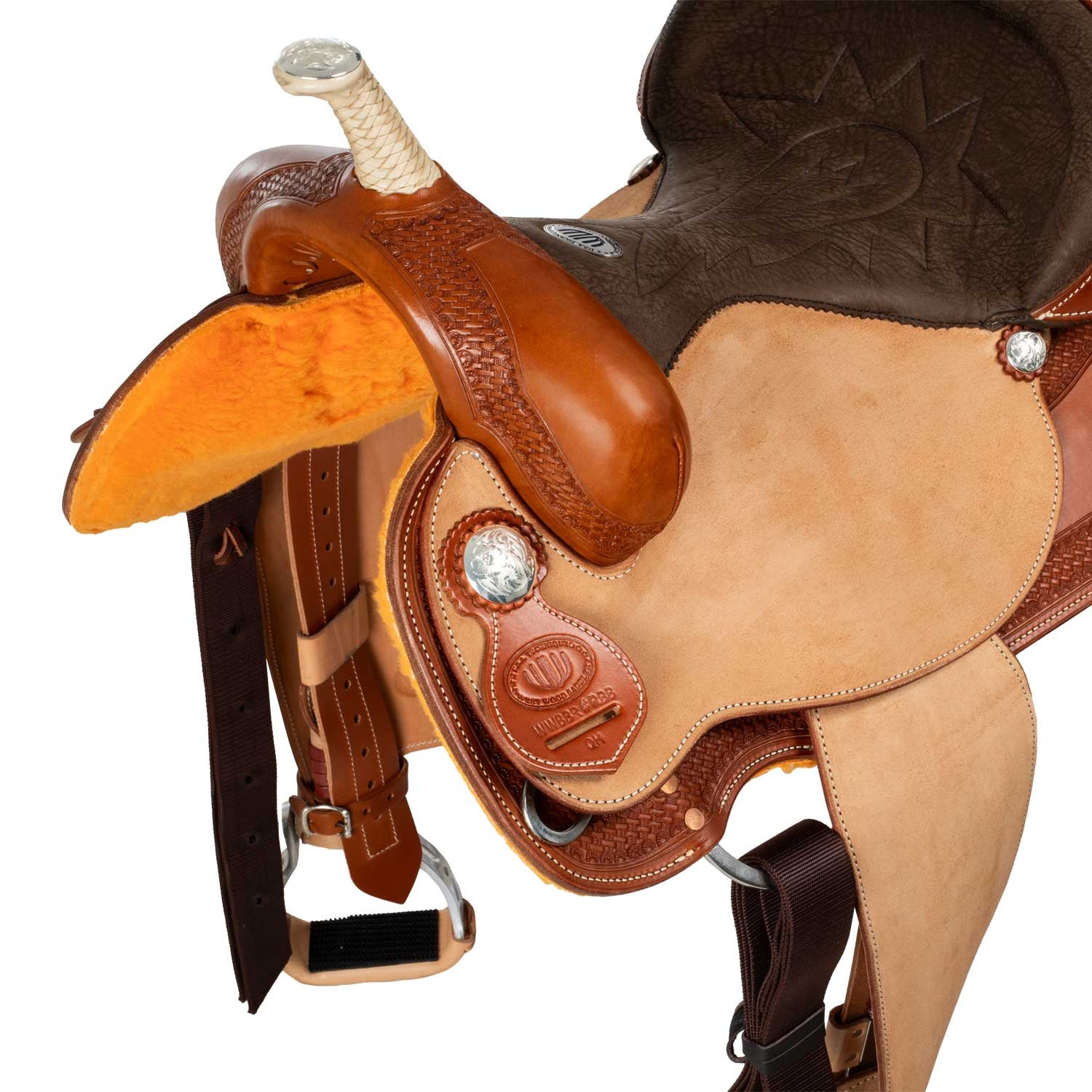 Silla Westwood basic barrel MJ, coñac/natural invertido, ribete basket tooling - Cognac / Parana Black-Brown