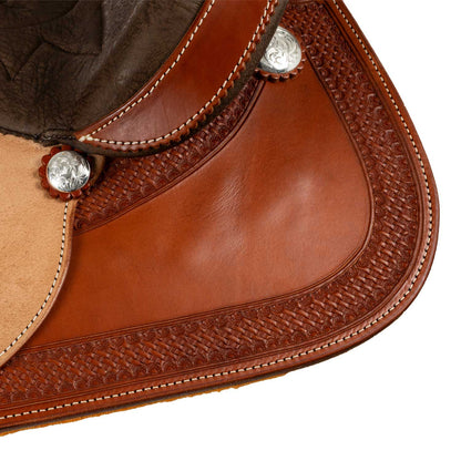 Silla Westwood basic barrel MJ, coñac/natural invertido, ribete basket tooling - Cognac / Parana Black-Brown