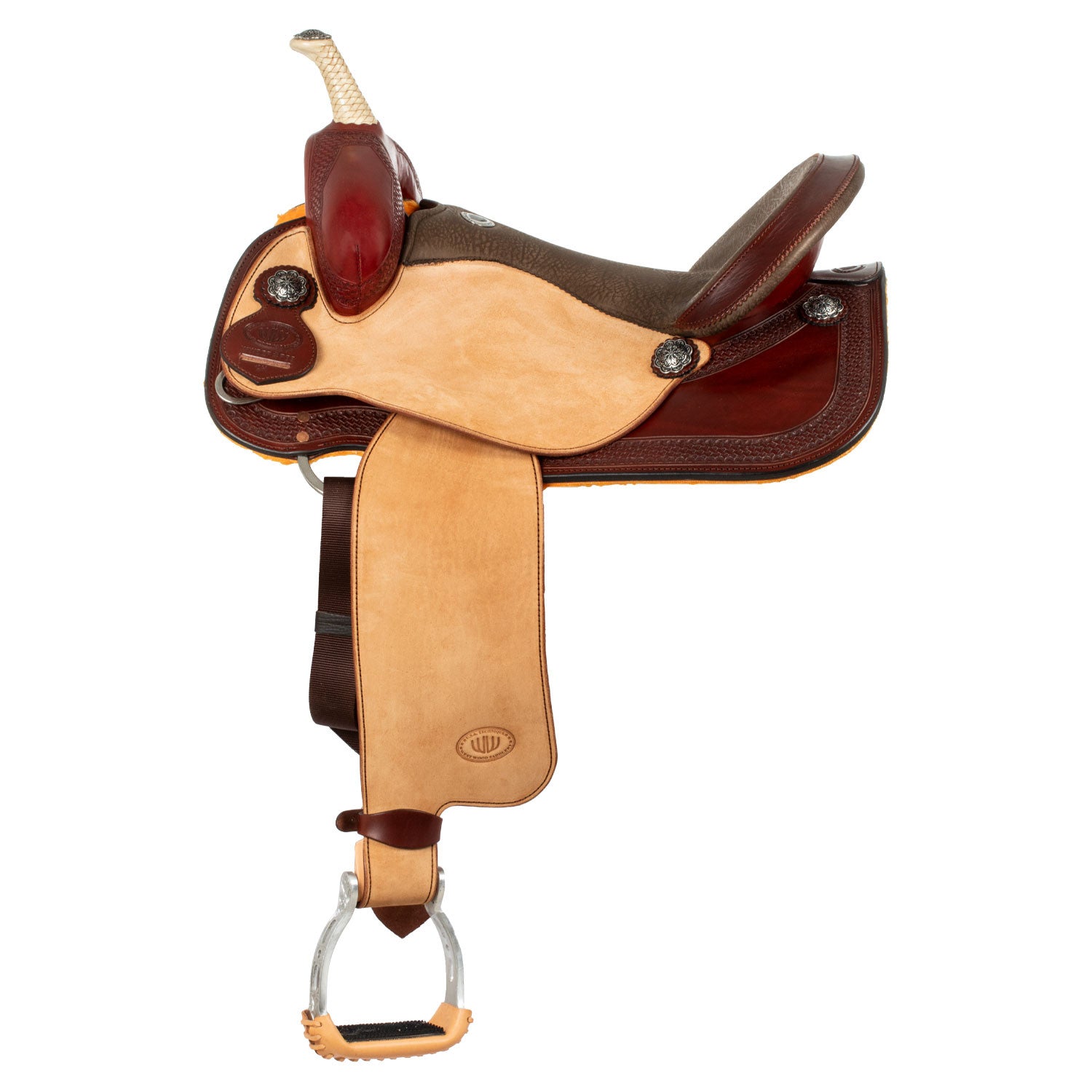 Sella Westwood básica barrel MJ burdeos/reverso borde natural basket tooling - Burgundy / Parana Black-Brown