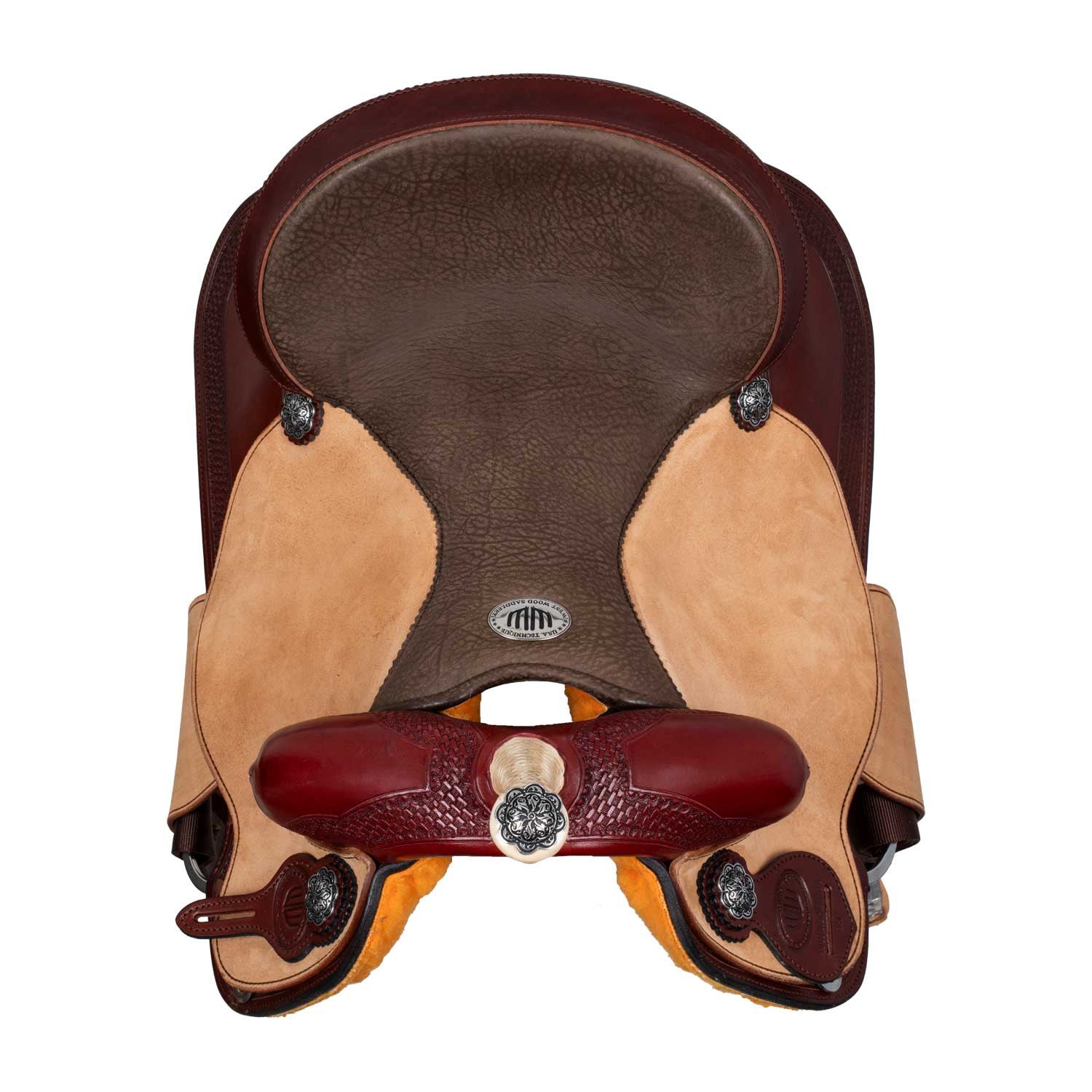Sella Westwood básica barrel MJ burdeos/reverso borde natural basket tooling - Burgundy / Parana Black-Brown