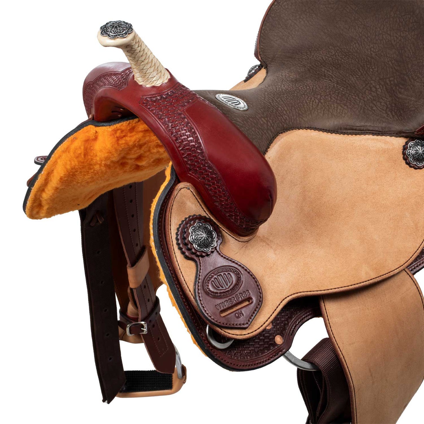 Sella Westwood básica barrel MJ burdeos/reverso borde natural basket tooling - Burgundy / Parana Black-Brown