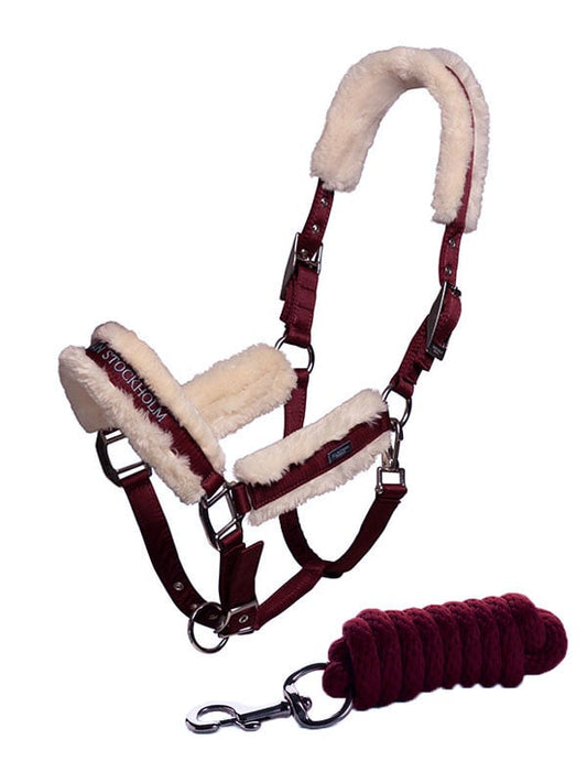 Fur cabezada de cuadra & ramal Equestrian Stockholm Fur cabezada de cuadra & ramal Bordeaux para equitación