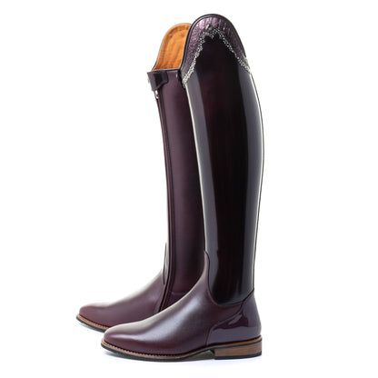 Calzado ecuestre DENIRO BELLINI CUSTOM RIDING BOOTS GRAFFITI VINO BURGUNDY detalle 4