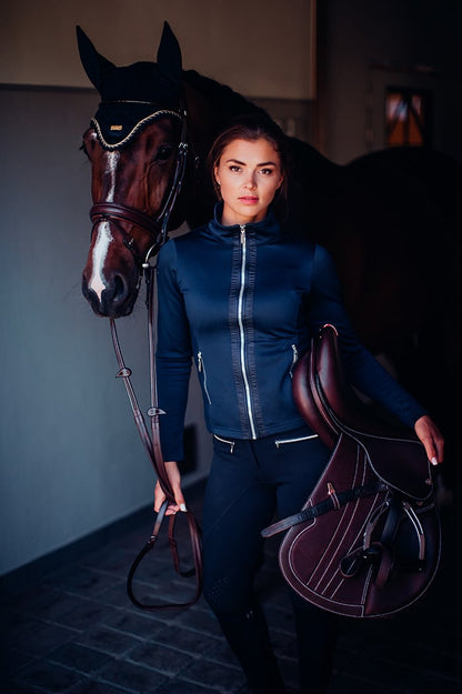 Fleece Jacket Equestrian Stockholm Fleece Jacket Navy Silver detalle 5