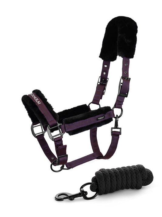 Fur cabezada de cuadra & ramal Equestrian Stockholm Fur cabezada de cuadra & ramal Black Raven para equitación