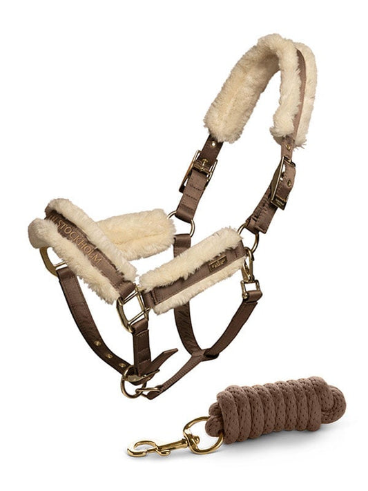 Fur cabezada de cuadra & ramal Equestrian Stockholm Fur cabezada de cuadra & ramal Champagne para equitación